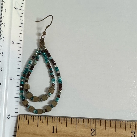 Beaded Teardrop Hoop Earrings - Picture 3 of 4